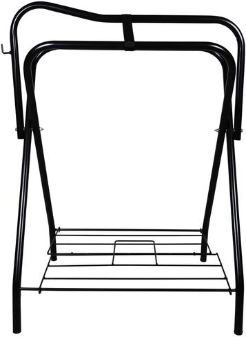 EASY-UP Folding Saddle Stand for Horses | Fits English & Western Saddles | Portable Freestanding Rack with Storage Shelf & Bridle Hook | Heavy-Duty Steel | Folds Flat | Color Black in Saudi Arabia