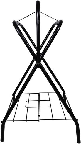 EASY-UP Folding Saddle Stand for Horses | Fits English & Western Saddles | Portable Freestanding Rack with Storage Shelf & Bridle Hook | Heavy-Duty Steel | Folds Flat | Color Black in Saudi Arabia