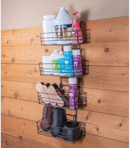 EASY-UP Pro Wide Basket Groom Room Rack | Color Gray | Robust and Space-Saving | Holds Various Supplies | Adjustable Baskets | Easy Stall Mount | 7-Year Warranty in Saudi Arabia