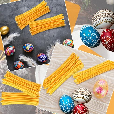 Lyrow 120 Pcs Beeswax Spaghetty Sticks for Ukrainian Pysanky Easter Egg Decorating Triple Filtered Transparent Suitable for Adult Hot Crayon Easter Egg Holiday Decoration Handmade Supplies(Yellow) in Saudi Arabia