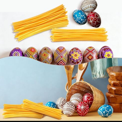 Lyrow 120 Pcs Beeswax Spaghetty Sticks for Ukrainian Pysanky Easter Egg Decorating Triple Filtered Transparent Suitable for Adult Hot Crayon Easter Egg Holiday Decoration Handmade Supplies(Yellow) in Saudi Arabia