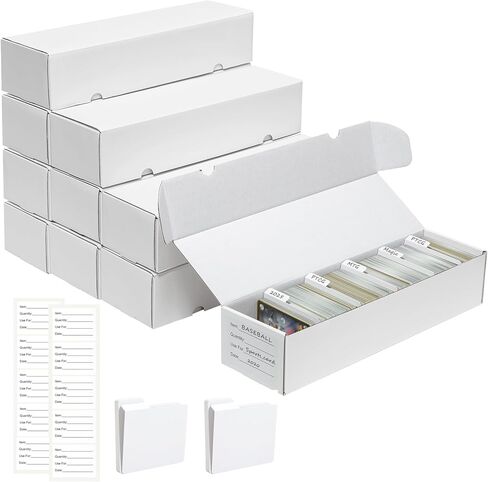 QINGUANG Trading Card Storage Box | 6 Pack • 1100 Count Bulk Card Storage Box | with Dividers | White Corrugated Cardboard Sport Card Organizer for Basketball Card/MTG/TCG/Magic Collection in Saudi Arabia