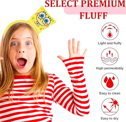 Spongebob Hair Accessories Set for Kids - Bundle with 6 Plush Headbands for Dress Up Parties Plus Stickers, More | Spongebob Squarepants Birthday Party Favors for Boys, Girls in Saudi Arabia