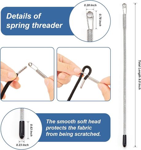 Easy Drawstring Pants Threader with 6 Replacements Draw Strings for Men & Women, 57 Inch Drawstring Cord for Shorts, Pants, Sweatpants, and Hoodies Repairing (Each 2 for Blue, White, Black Strings) in Saudi Arabia