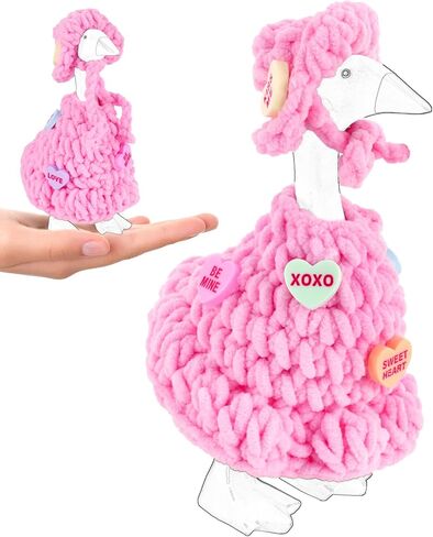 Valentine Mini Desk Goose Outfit, Cute and Mini Knit Costume with Resin Heart for Desk Pet Decor Pink Knit with Heart Decor for Sweet Desk Pet Style in Saudi Arabia