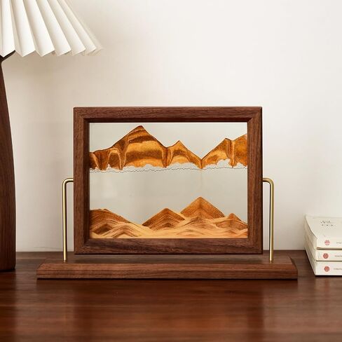 Solid Wood Oasis Mini Art Liquid Motion 360-Degree Rotation, Made of Black Walnut and H62 Brass, 3D Highly Transparent Office Decor (Desert) in Saudi Arabia
