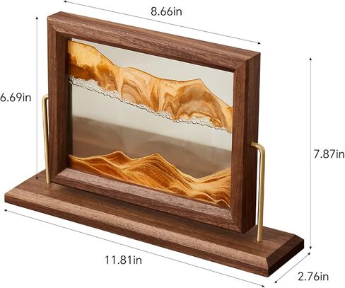 Solid Wood Oasis Mini Art Liquid Motion 360-Degree Rotation, Made of Black Walnut and H62 Brass, 3D Highly Transparent Office Decor (Desert) in Saudi Arabia