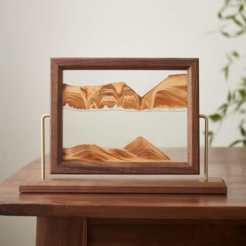 Solid Wood Oasis Mini Art Liquid Motion 360-Degree Rotation, Made of Black Walnut and H62 Brass, 3D Highly Transparent Office Decor (Desert) in Saudi Arabia