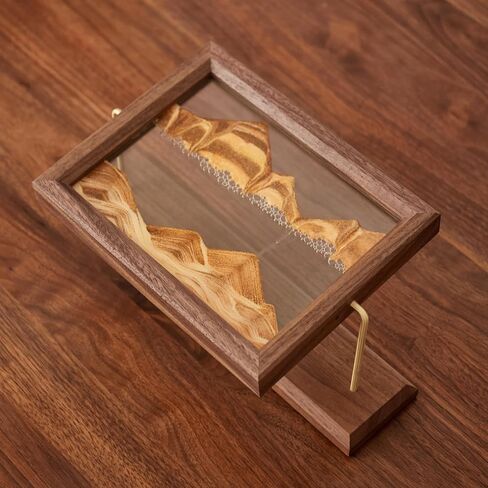 Solid Wood Oasis Mini Art Liquid Motion 360-Degree Rotation, Made of Black Walnut and H62 Brass, 3D Highly Transparent Office Decor (Desert) in Saudi Arabia