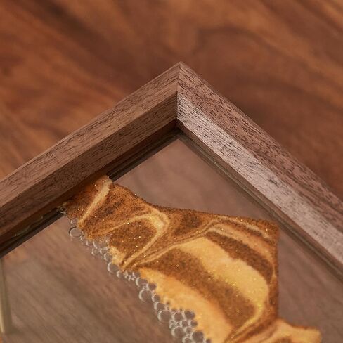 Solid Wood Oasis Mini Art Liquid Motion 360-Degree Rotation, Made of Black Walnut and H62 Brass, 3D Highly Transparent Office Decor (Desert) in Saudi Arabia