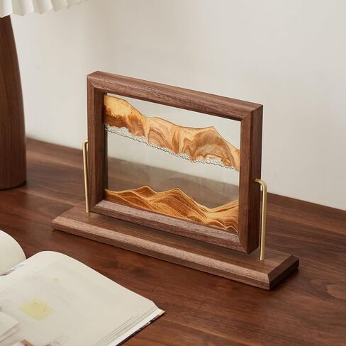 Solid Wood Oasis Mini Art Liquid Motion 360-Degree Rotation, Made of Black Walnut and H62 Brass, 3D Highly Transparent Office Decor (Desert) in Saudi Arabia