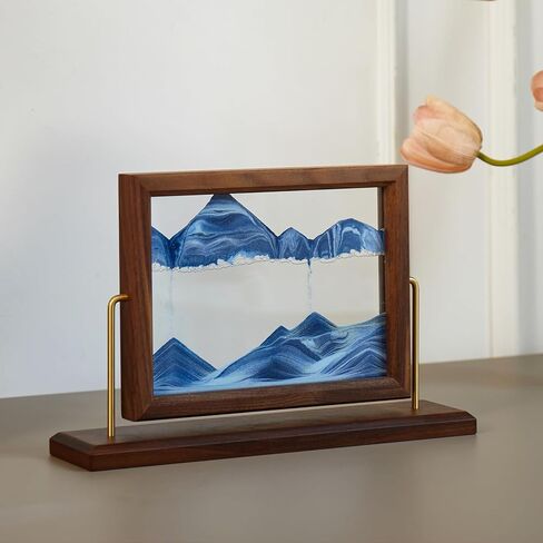 Solid Wood Oasis Mini Art Liquid Motion 360-Degree Rotation, Made of Black Walnut and H62 Brass, 3D Highly Transparent Office Decor (Desert) in Saudi Arabia