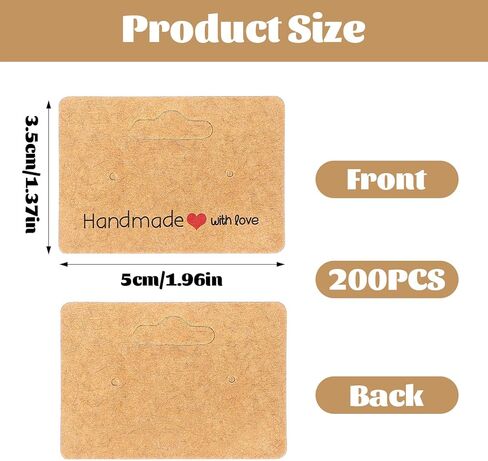 200 PCS Earring Cards for Selling Jewelry Paper Earrings Tags with 2 Holes Earring Holder Cards Hanging Jewelry Display Card 1.96"× 1.37" Earrings Card Holder Set for Ear Studs DIY Crafts(Brown) in Saudi Arabia