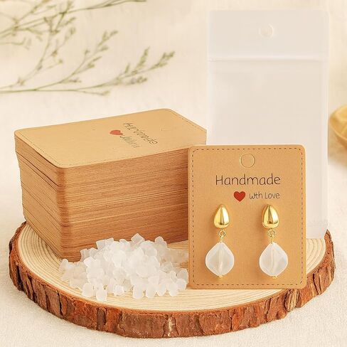 200pcs Jewelry Packaging Kit, Kraft Earring Display Cards with Self-Sealing Bags and Ear Backs, Blank Brown Tags for Small Business Retail and DIY Crafts in Saudi Arabia