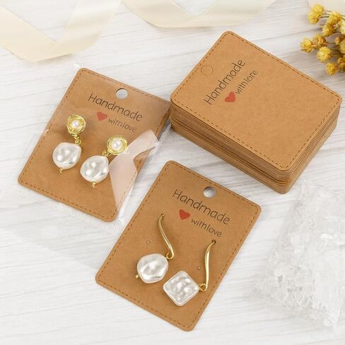 200pcs Jewelry Packaging Kit, Kraft Earring Display Cards with Self-Sealing Bags and Ear Backs, Blank Brown Tags for Small Business Retail and DIY Crafts in Saudi Arabia