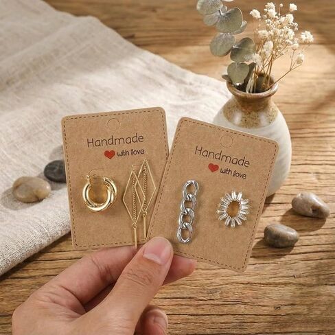 200pcs Jewelry Packaging Kit, Kraft Earring Display Cards with Self-Sealing Bags and Ear Backs, Blank Brown Tags for Small Business Retail and DIY Crafts in Saudi Arabia