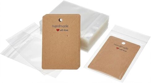 200pcs Jewelry Packaging Kit, Kraft Earring Display Cards with Self-Sealing Bags and Ear Backs, Blank Brown Tags for Small Business Retail and DIY Crafts in Saudi Arabia