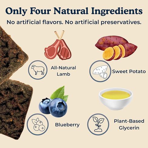 Barkfast Waffles Lamb Dog Treats 8oz, All Natural, USA Made, Limited Ingredient, Soft Breakable Jerky - Lamb, Sweet Potato, and Blueberry - Allergy Friendly No Chicken No Beef in Saudi Arabia