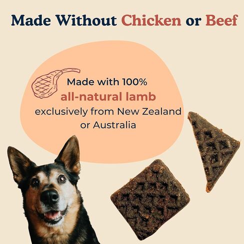 Barkfast Waffles Lamb Dog Treats 8oz, All Natural, USA Made, Limited Ingredient, Soft Breakable Jerky - Lamb, Sweet Potato, and Blueberry - Allergy Friendly No Chicken No Beef in Saudi Arabia