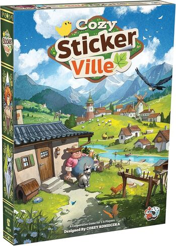 لعبة لوحة Asmodee Cozy Stickerville - لعبة استراتيجية سردية لبناء القرية ورواية القصص، متعة مناسبة للعائلة للأطفال والكبار، للأعمار من 8 سنوات فما فوق، 1-6 لاعبين، وقت لعب لمدة 30 دقيقة in Kuwait