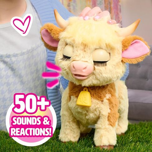 FurReal Maggie The Feed & Follow Cow، بقرة صغيرة تفاعلية مقاس 11 بوصة، للأولاد والبنات، للأعمار من 4 سنوات فما فوق in Kuwait