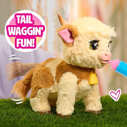 FurReal Maggie The Feed & Follow Cow، بقرة صغيرة تفاعلية مقاس 11 بوصة، للأولاد والبنات، للأعمار من 4 سنوات فما فوق in Kuwait