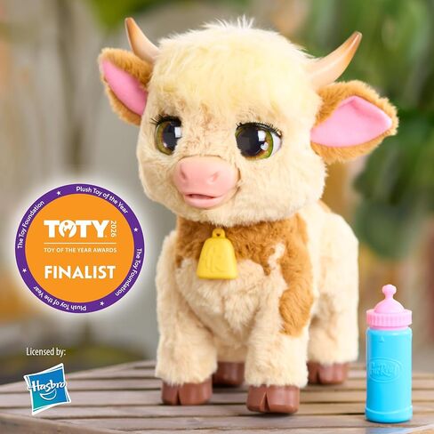 FurReal Maggie The Feed & Follow Cow، بقرة صغيرة تفاعلية مقاس 11 بوصة، للأولاد والبنات، للأعمار من 4 سنوات فما فوق in Kuwait