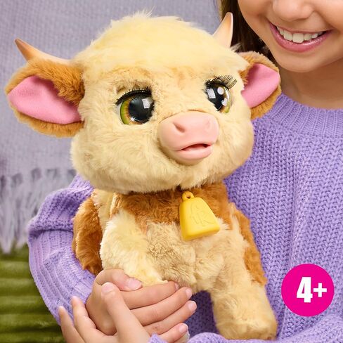 FurReal Maggie The Feed & Follow Cow، بقرة صغيرة تفاعلية مقاس 11 بوصة، للأولاد والبنات، للأعمار من 4 سنوات فما فوق in Kuwait