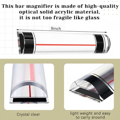 Chunful 1 Pcs Magnifying Ruler with Guiding Line and Magnet, 9 Inch Magnifier Mahjong Finder for Reading Small Prints, Bible, Books, Instructions, Cross Stitch Patterns and Card Games (Red Line) in Saudi Arabia