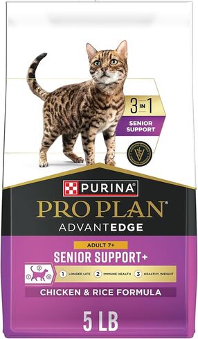 Purina Pro Plan AdvantEDGE Senior Support Plus Adult 7 Plus تركيبة الدجاج والأرز طعام جاف للقطط - حقيبة 3 رطل in Kuwait