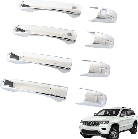 4pcs Gloss Black Door Handle Cover Protection Contreat For For 2011-2021 Jeep Grand Cherokee لعام 2022 Jeep Grand Cherokee WK لعام 2011-2025 Dodge Durango مع فتحات المفاتيح الذكية in Saudi Arabia