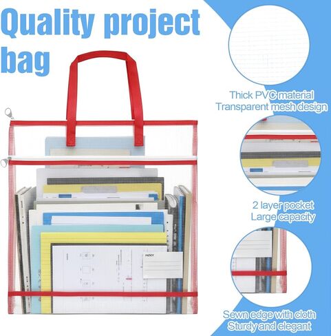 7 Pcs Project Bags 16 1/2" for Quilting Craft Storage Bag with Handles Sewing Project Bag for Art Tote Bags File Carrying Storage for Artwork Charts and Teaching Material Multipurpose in Kuwait