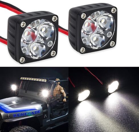 RC LED Superbright A-Pillar Light Square Lamp for 1/8 1/10 RC Crawler Car محوري SCX10 TRX4 Wraith Trail Honcho 4WD RTR ترقية أجزاء، 21.5 * 21.5 مم in Saudi Arabia