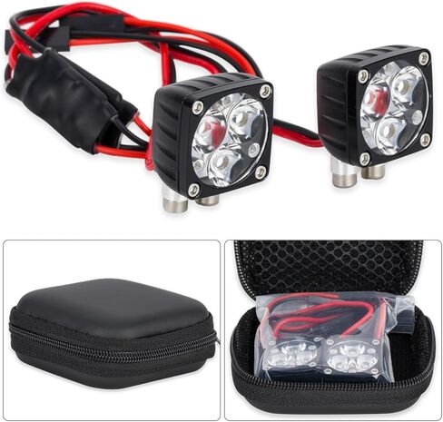 RC LED Superbright A-Pillar Light Square Lamp for 1/8 1/10 RC Crawler Car محوري SCX10 TRX4 Wraith Trail Honcho 4WD RTR ترقية أجزاء، 21.5 * 21.5 مم in Saudi Arabia