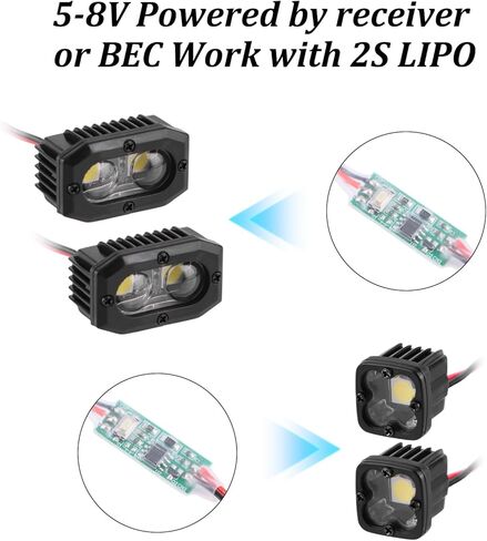 مجموعات المصابيح الأمامية LED 1/10 RC، مصابيح شريط السقف أضواء كاشفة مزدوجة مع ملحقات تثبيت قابلة للتعديل لأجزاء ترقية 1/10 RC Crawler TRX4، TRX6، SCX10، GEN7، GEN8 in Kuwait