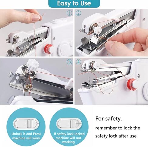 ماكينة خياطة صغيرة محمولة باليد، ماكينة خياطة محمولة مع أدوات خياطة للخياطة السريعة والمنزل، السفر (أبيض) in Kuwait