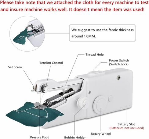 ماكينة خياطة صغيرة محمولة باليد، ماكينة خياطة محمولة مع أدوات خياطة للخياطة السريعة والمنزل، السفر (أبيض) in Kuwait