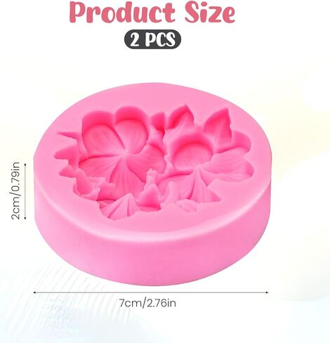2 حزمة قالب سيليكون زهرة، 3D لطيف الكوبية شمعة روز الراتنج قوالب لصنع الشموع DIY، سيليكون قالب تزيين كعكة الشوكولاتة فندان، الصابون الشمع الراتنج الخرسانة صب الطين قالب الحرفية in Kuwait