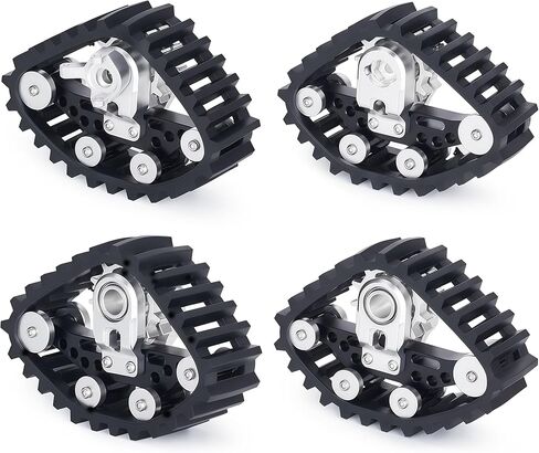 SCX24 Snow Tracks Wheels Set, 4PCS RC Tracked Wheels Track Conversion Kit for 1/24 Scale Axial SCX24 Crawler, Aluminum & Rubber Snow Sand Mud Track Upgrade (Black) in Saudi Arabia