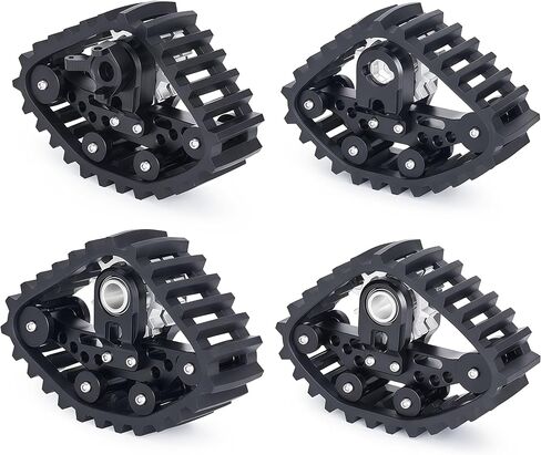 SCX24 Snow Tracks Wheels Set, 4PCS RC Tracked Wheels Track Conversion Kit for 1/24 Scale Axial SCX24 Crawler, Aluminum & Rubber Snow Sand Mud Track Upgrade (Black) in Saudi Arabia