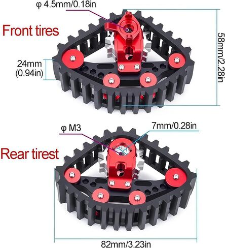 SCX24 Snow Tracks Wheels Set, 4PCS RC Tracked Wheels Track Conversion Kit for 1/24 Scale Axial SCX24 Crawler, Aluminum & Rubber Snow Sand Mud Track Upgrade (Black) in Saudi Arabia