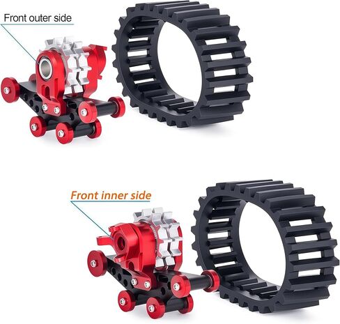 SCX24 Snow Tracks Wheels Set, 4PCS RC Tracked Wheels Track Conversion Kit for 1/24 Scale Axial SCX24 Crawler, Aluminum & Rubber Snow Sand Mud Track Upgrade (Black) in Saudi Arabia