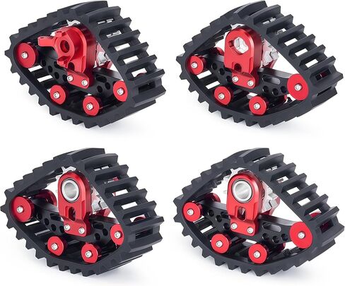 SCX24 Snow Tracks Wheels Set, 4PCS RC Tracked Wheels Track Conversion Kit for 1/24 Scale Axial SCX24 Crawler, Aluminum & Rubber Snow Sand Mud Track Upgrade (Black) in Saudi Arabia