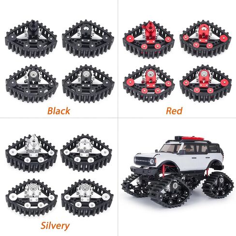 SCX24 Snow Tracks Wheels Set, 4PCS RC Tracked Wheels Track Conversion Kit for 1/24 Scale Axial SCX24 Crawler, Aluminum & Rubber Snow Sand Mud Track Upgrade (Black) in Saudi Arabia