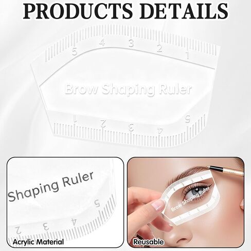 قطعتان من مسطرة الحواجب وأداة رسم الخرائط، مسطرة تشكيل القوس مع مقياس قياس لتصميم الحواجب الدقيقة، إعادة استخدام مجموعة تشكيل الحواجب المتماثلة للنساء in Saudi Arabia