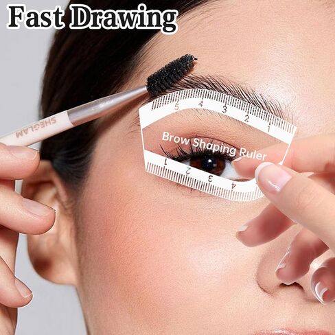 قطعتان من مسطرة الحواجب وأداة رسم الخرائط، مسطرة تشكيل القوس مع مقياس قياس لتصميم الحواجب الدقيقة، إعادة استخدام مجموعة تشكيل الحواجب المتماثلة للنساء in Saudi Arabia
