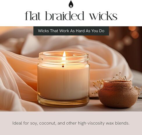 CD-5 Candle Making Wicks, Ideal for Vegetable-Based Waxes, Flat Braided, Coreless Wicks for Candle Making & Consistent Flame, 6" Length, Pack of 100 in Saudi Arabia