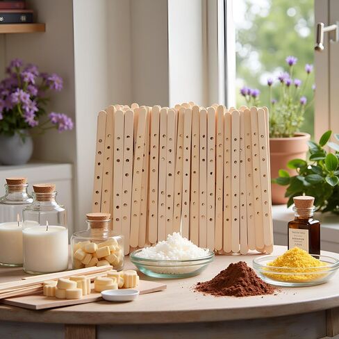 50Pcs Wooden Candle Wick Holders Candle Wick Bars Wicks Centering Device Wick Holders for Candle Making, Large, Multiwick Candles Arts Crafts Wicks Candle Making Crafting in Saudi Arabia