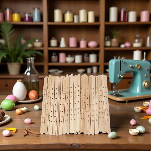 50Pcs Wooden Candle Wick Holders Candle Wick Bars Wicks Centering Device Wick Holders for Candle Making, Large, Multiwick Candles Arts Crafts Wicks Candle Making Crafting in Saudi Arabia