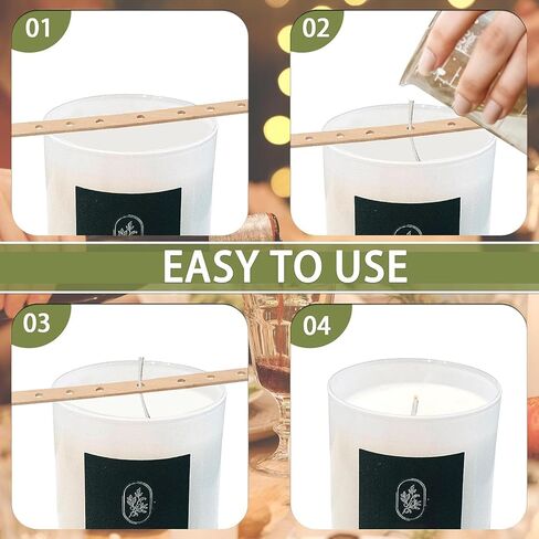 50Pcs Wooden Candle Wick Holders Candle Wick Bars Wicks Centering Device Wick Holders for Candle Making, Large, Multiwick Candles Arts Crafts Wicks Candle Making Crafting in Saudi Arabia